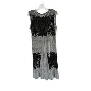 Yigal Azroul Gray Black Dressy Emo Goth Vamp‎ Velvet Sleeveless Dress Size 10